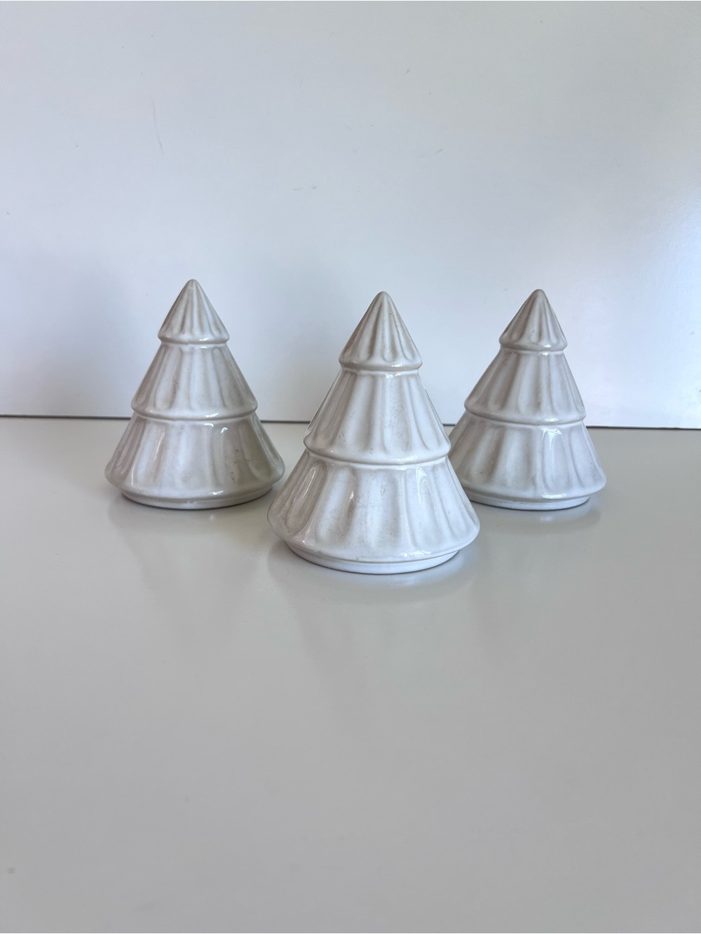 New Crate and Barrel Dover White Ceramic Christmas Trees